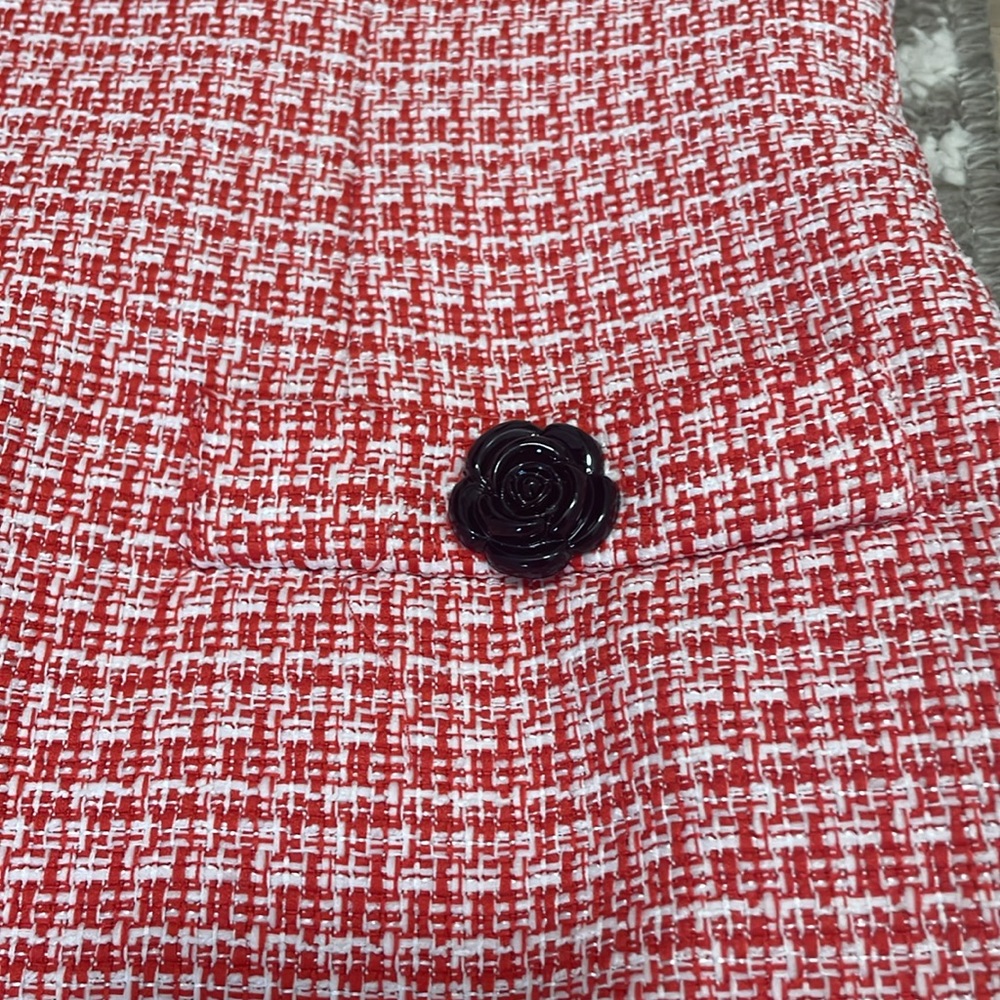Karl Lagerfeld Paris Tweed Midi Dress with Chain and Rose Detail - Picture 2 of 4